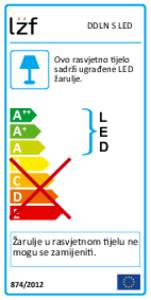 DDLN S LED Ovo rasvjetno tijelo sadrži ugrađene LED žarulje.  A++