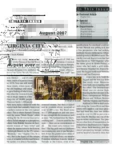 In This Issue Featured Article Virginia City.....................................1  Special