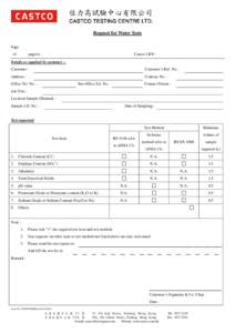 Request for Water Tests Page of page(s)