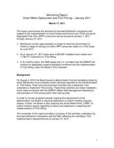 Smart Meter Deployment and the Application of Time of Use Pricing