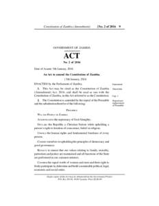 Constitution of Zambia  (Amendment), 2016-Act No. 2.pmd