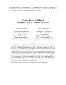 The extended abstract of this work appears in A. Menezes, editor, Topics in Cryptology – CTRSA 2005, Volume 3376 of Lectures Notes in Computer Science, pages 191–208, San Francisco, CA, USA, Feb. 14–18, 2005. Sprin