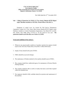 F.No. D[removed]C&G Government of India Office of the Director General of Civil Aviation Opposite Safdarjung Airport, New Delhi New Delhi dated the 23rd November 2010