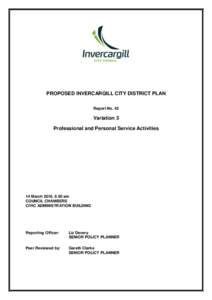 PROPOSED INVERCARGILL CITY DISTRICT PLAN Report No. 42 Variation 3 Professional and Personal Service Activities