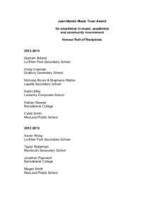 Manitoulin Secondary School / Rainbow District School Board / Lockerby Composite School / Greater Sudbury / Lasalle Secondary School / Manitoulin District / Confederation Secondary School / Espanola High School / St. Charles College / Ontario / Provinces and territories of Canada / Lo-Ellen Park Secondary School