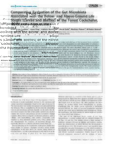 Comparative Evaluation of the Gut Microbiota Associated with the Below- and Above-Ground Life Stages (Larvae and Beetles) of the Forest Cockchafer, Melolontha hippocastani Erika Arias-Cordero1, Liyan Ping1, Kathrin Reich