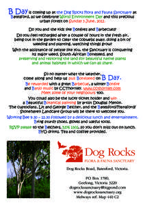 B Day is coming up at the Dog Rocks Flora and Fauna Sanctuary at Batesford, as we celebrate World Environment Day and this precious urban forest on Sunday 3 June, 2012. Do you and the kids like Bonfires and Barbecues? Do