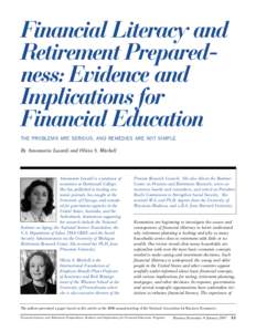 Financial Literacy and Retirement Preparedness: Evidence and Implications for Financial Education