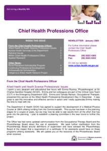 Chief Health Professions Office Newsletter January 2009