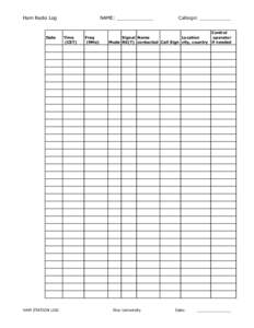 Ham Radio Log  Date HAM STATION LOG