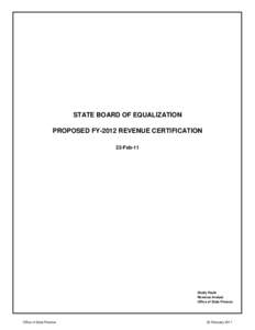 State Board of Equalization Proposed FY-2012 Revenue Certification