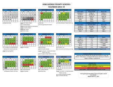 KING GEORGE COUNTY SCHOOLS CALENDAR[removed]S[removed]