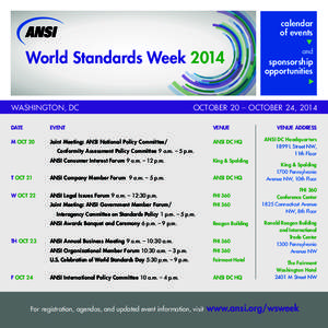 calendar of events s World Standards Week 2014