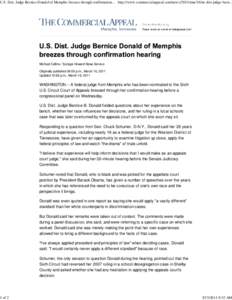 U.S. Dist. Judge Bernice Donald of Memphis breezes through confirmation hearing : Memphis Commercial Appeal