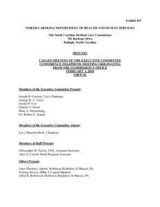 Exhibit B/5 NORTH CAROLINA DEPARTMENT OF HEALTH AND HUMAN SERVICES The North Carolina Medical Care Commission 701 Barbour Drive Raleigh, North Carolina