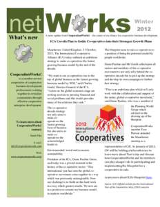 net W rks  What’s new A news update from CooperationWorks! – the center of excellence for cooperative business development.