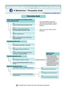 INFORMASI KEHIDUPAN BERBAGAI BAHASA H Melahirkan / Perawatan Anak H Melahirkan / Perawatan anak Perawatan Anak Ketika ingin mendapatkan jenis bantuan subsidi