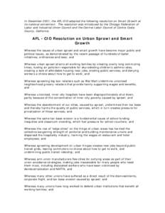 AFL-CIO Resolution on Smart Growth