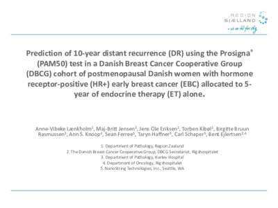 Prediction of 10-year distant recurrence (DR) using the Prosigna® (PAM50) test in a Danish Breast Cancer Cooperative Group (DBCG) cohort of postmenopausal Danish women with hormone receptor-positive (HR+) early breast c