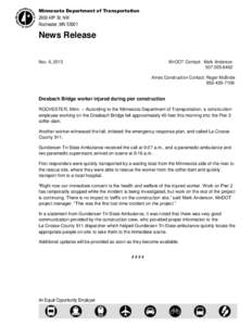 Minnesota Department of Transportation[removed]48th St. NW Rochester, MN[removed]News Release