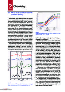 2 Chemistry 2-1 XAFS Study on Photocatalysts for Water Splitting Photocatalytic water splitting has been paid attention from the viewpoint of photon energy conversion. We have achieved to demonstrate the highly efficient