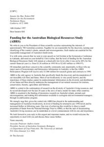 [COPY] Senator the Hon. Robert Hill Minister for the Environment Parliament House Canberra. ACT14th October 1997