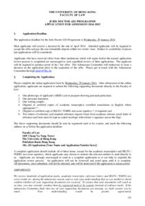 THE UNIVERSITY OF HONG KONG FACULTY OF LAW JURIS DOCTOR (JD) PROGRAMME APPLICATION FOR ADMISSION[removed].