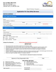 WATER/SEWER/GARBAGE SERVICE APPLICATION