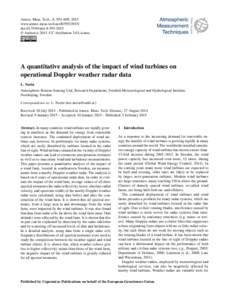 Atmos. Meas. Tech., 8, 593–609, 2015 www.atmos-meas-tech.net[removed]doi:[removed]amt[removed] © Author(s[removed]CC Attribution 3.0 License.  A quantitative analysis of the impact of wind turbines on