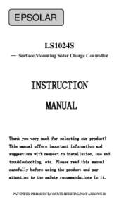 EPSOLAR LS1024S — Surface Mounting Solar Charge Controller INSTRUCTION MANUAL