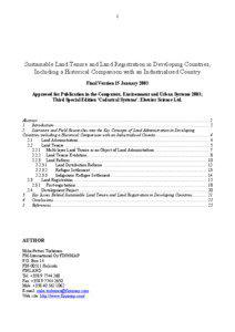 1  Sustainable Land Tenure and Land Registration in Developing Countries,