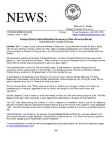 NEWS: Edward A. Diana Orange County Executive FOR IMMEDIATE RELEASE Tuesday, June 14, 2011