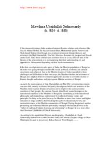Ubaidullah Al Ubaidi Suhrawardy / Haji Shariatullah / Huseyn Shaheed Suhrawardy / Islam / Asia / Syed Ahmed Khan / Nawab Abdul Latif / West Bengal / Abdullah Al-Mamun Suhrawardy / Indian Muslims / Pakistan Movement / Islam in India
