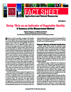Using °Brix as an Indicator of Vegetable Quality: A Summary of the Measurement Method