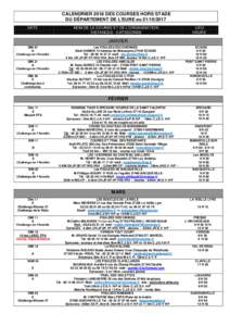 CALENDRIER 2018 DES COURSES HORS STADE DU DÉPARTEMENT DE L’EURE auDATE NOM DE LA COURSE ET DE L’ORGANISATION DISTANCES - CATEGORIES