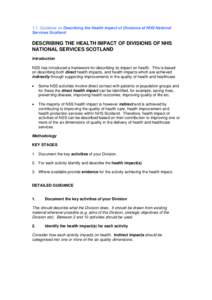 1.1. Guidance on Describing the Health Impact of Divisions of NHS National Services Scotland DESCRIBING THE HEALTH IMPACT OF DIVISIONS OF NHS NATIONAL SERVICES SCOTLAND Introduction