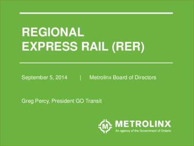 REGIONAL EXPRESS RAIL (RER) September 5, 2014 |