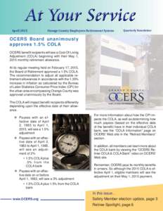 AprilOrange County Employees Retirement System Quarterly Newsletter