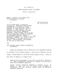 NO. COA05-571 NORTH CAROLINA COURT OF APPEALS Filed: 16 May 2006 HENRY H. SHAVITZ, for himself and others similarly situated,