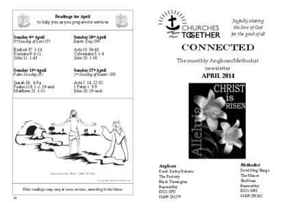 Readings for April to help you as you prepare for services Sunday 6th April 5th Sunday of Lent (P)