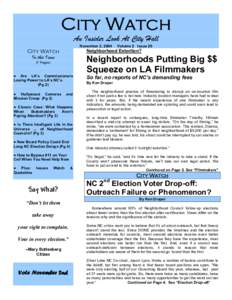 City Watch An Insider Look At City Hall November 2, 2004 City Watch In this Issue