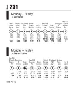 Route  231 Monday – Friday to Darrington