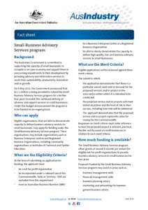 Small Business Advisory Services program Factsheet