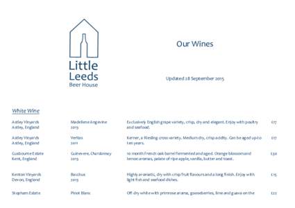 Our	
  Wines  Updated	
  28	
  September	
  2015 White	
  Wine Astley	
  Vinyards
