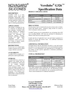 Silicone Grease Lubricant G326 Technical Data