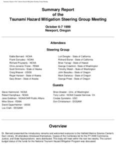 Summary Report of the Tsunami Hazard Mitigation Steering Group Meeting