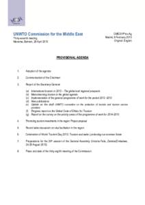 DRAFTRFFDRRRRD  UNWTO Commission for the Middle East Thirty-seventh meeting Manama, Bahrain, 28 April 2013