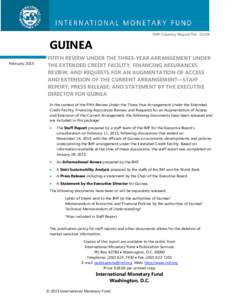 Guinea: Fifith Review under the Three-Year Arrangement under the Extended Credit Facility, Financing Assurances Review, and Requests for an Augmentation of Access and Extension of the Current Arrangement—Staff Report; 