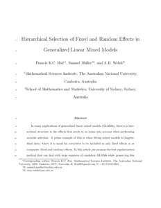 1  Hierarchical Selection of Fixed and Random Effects in 2