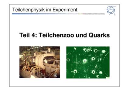 Teilchenphysik im Experiment  Teil 4: Teilchenzoo und Quarks Standardmodell 1948